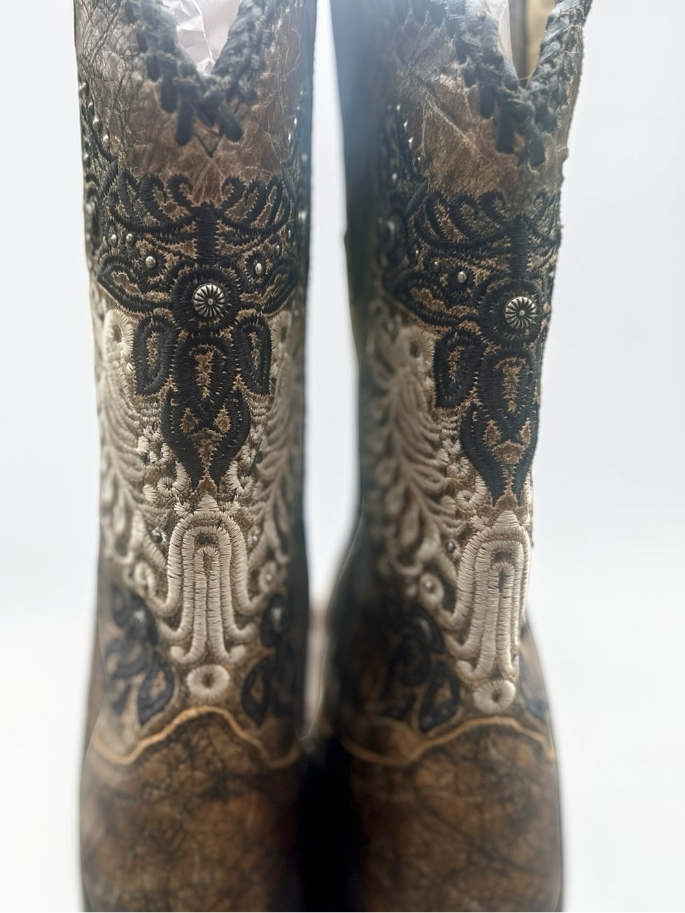 Corral Vintage Distressed Embroidered Leather Cowboy Boots Women’s 7M Western - Picture 8 of 12